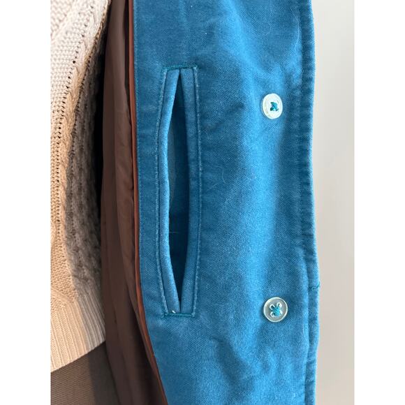 women's LL BEAN blue lined sueded cotton trench. Pockets MED - Picture 6 of 10